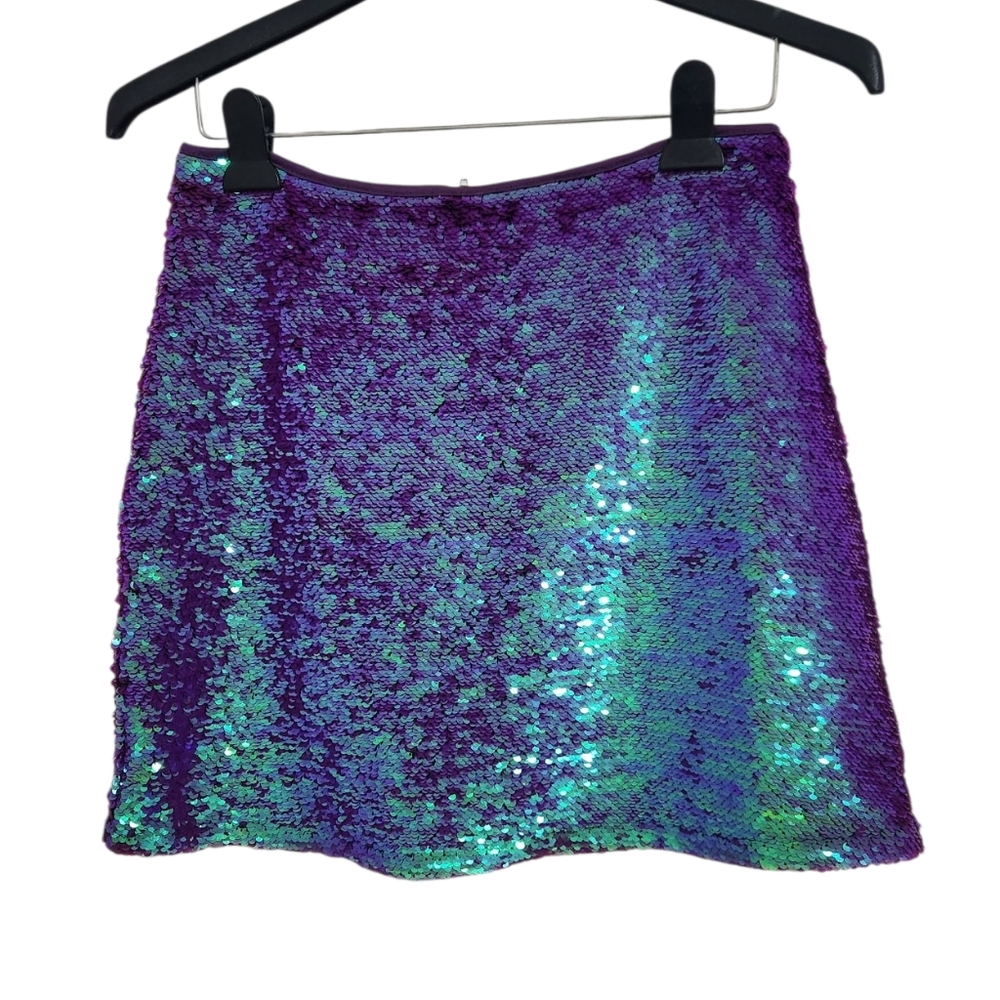 EUC Wild Fable Iridescent Sequined Skirt Mermaid Size S Purple Blue